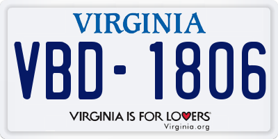 VA license plate VBD1806