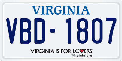 VA license plate VBD1807