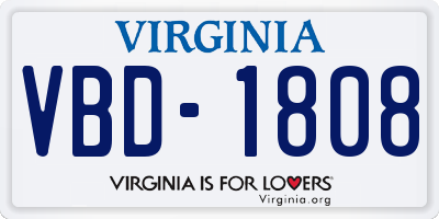 VA license plate VBD1808