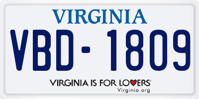 VA license plate VBD1809