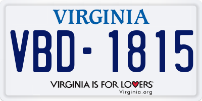 VA license plate VBD1815