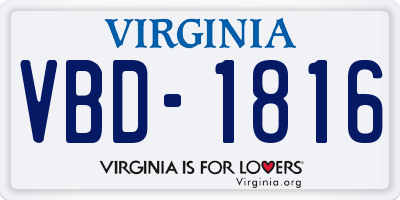 VA license plate VBD1816