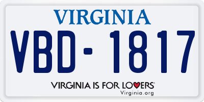 VA license plate VBD1817