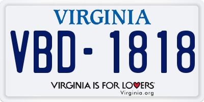 VA license plate VBD1818