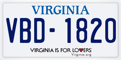 VA license plate VBD1820