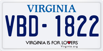 VA license plate VBD1822