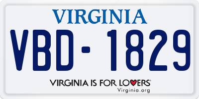 VA license plate VBD1829