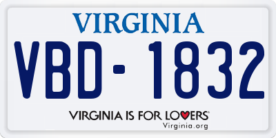 VA license plate VBD1832
