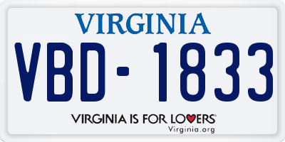 VA license plate VBD1833