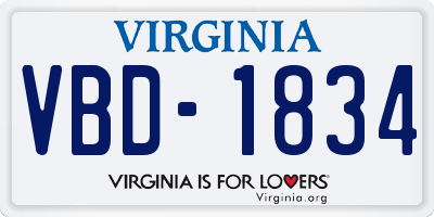 VA license plate VBD1834