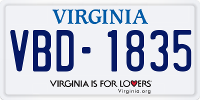 VA license plate VBD1835