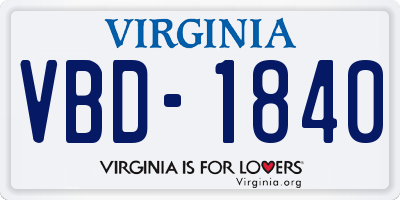 VA license plate VBD1840