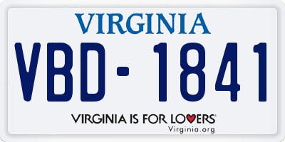 VA license plate VBD1841