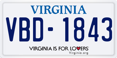 VA license plate VBD1843