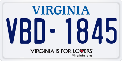 VA license plate VBD1845