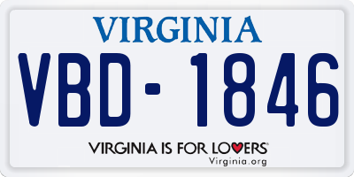 VA license plate VBD1846