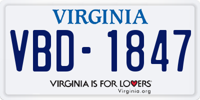 VA license plate VBD1847