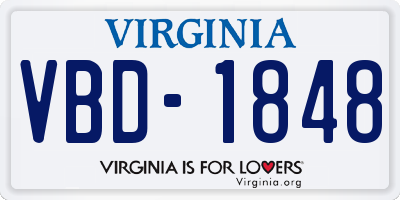 VA license plate VBD1848
