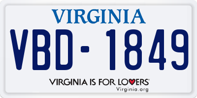 VA license plate VBD1849
