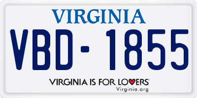 VA license plate VBD1855