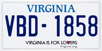 VA license plate VBD1858