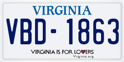VA license plate VBD1863