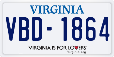 VA license plate VBD1864