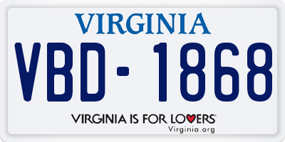 VA license plate VBD1868