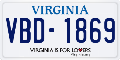 VA license plate VBD1869