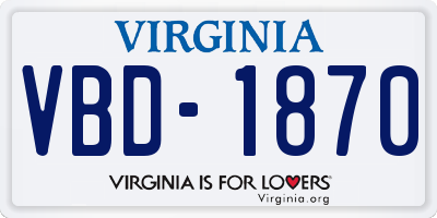 VA license plate VBD1870