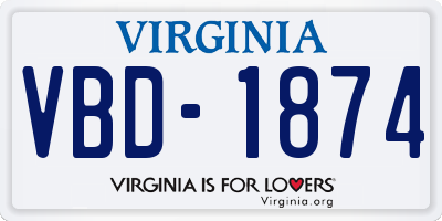 VA license plate VBD1874