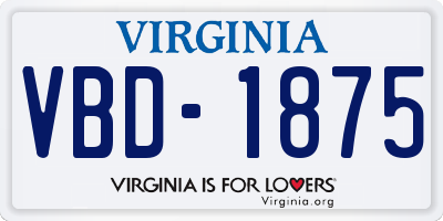 VA license plate VBD1875