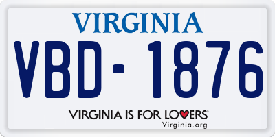 VA license plate VBD1876
