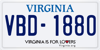 VA license plate VBD1880