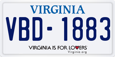 VA license plate VBD1883