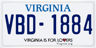 VA license plate VBD1884