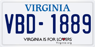 VA license plate VBD1889