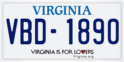 VA license plate VBD1890