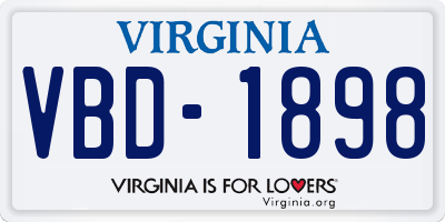 VA license plate VBD1898
