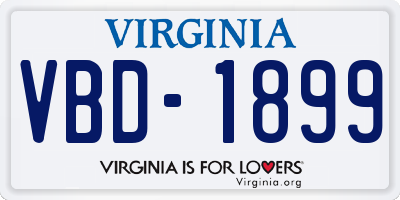 VA license plate VBD1899
