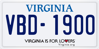 VA license plate VBD1900
