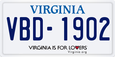 VA license plate VBD1902