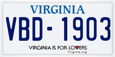 VA license plate VBD1903