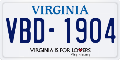 VA license plate VBD1904