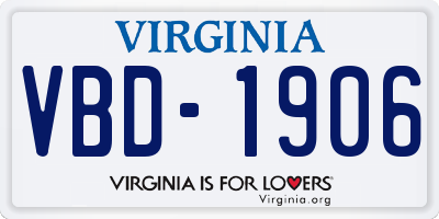 VA license plate VBD1906