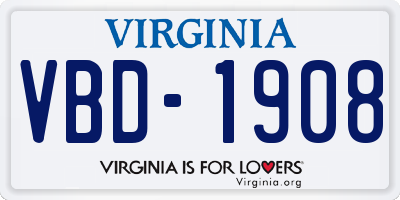 VA license plate VBD1908