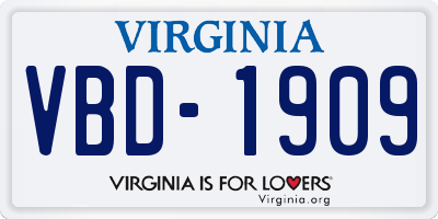 VA license plate VBD1909