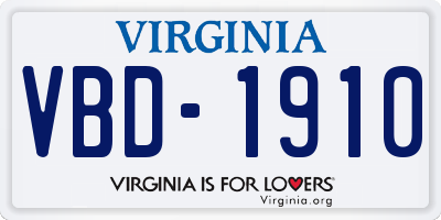VA license plate VBD1910