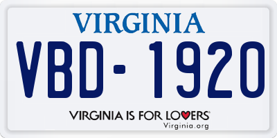 VA license plate VBD1920