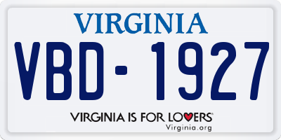 VA license plate VBD1927